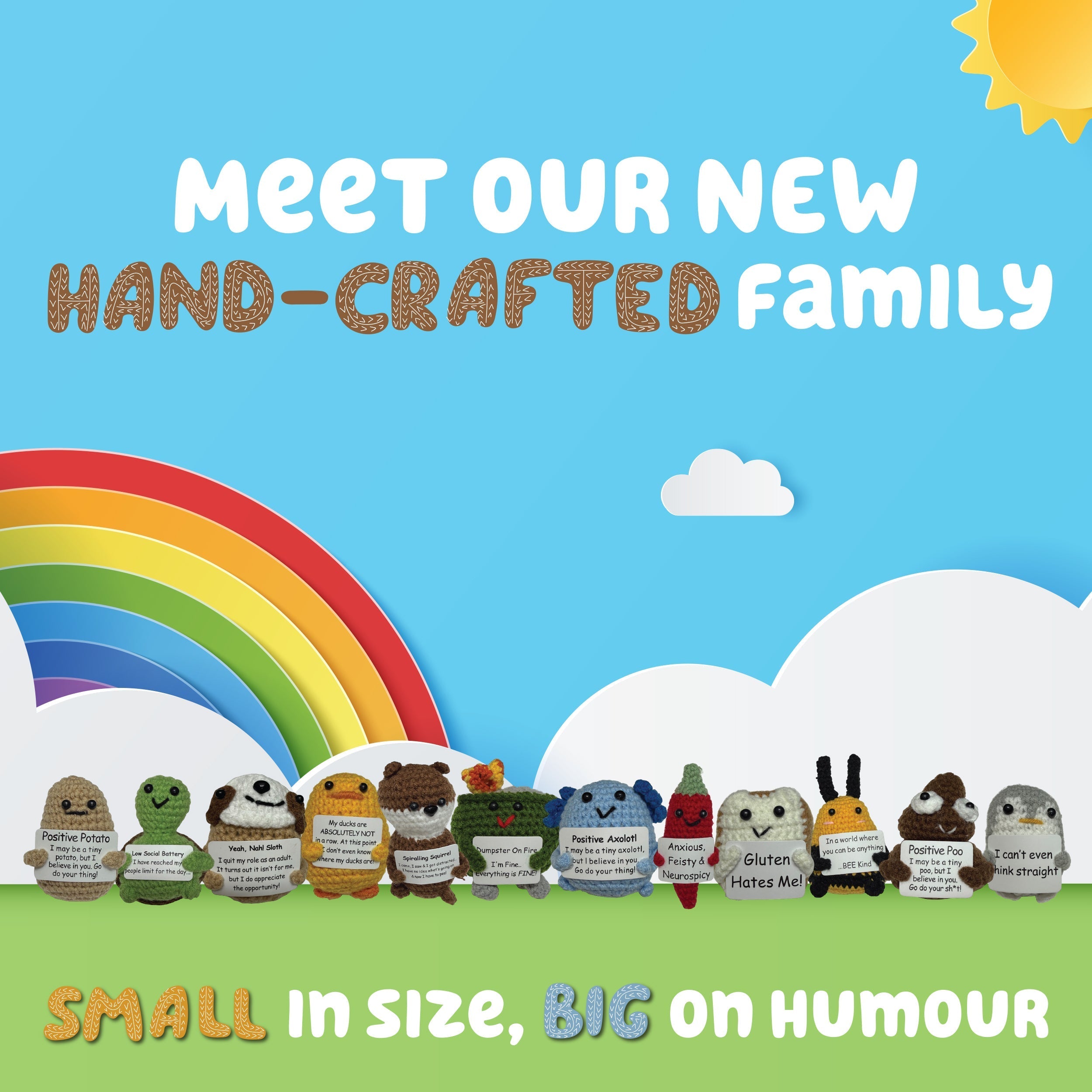 Kaiko Fidgets Positive Axolotl Mini Crochet Plush - Sensory Comfort Toy