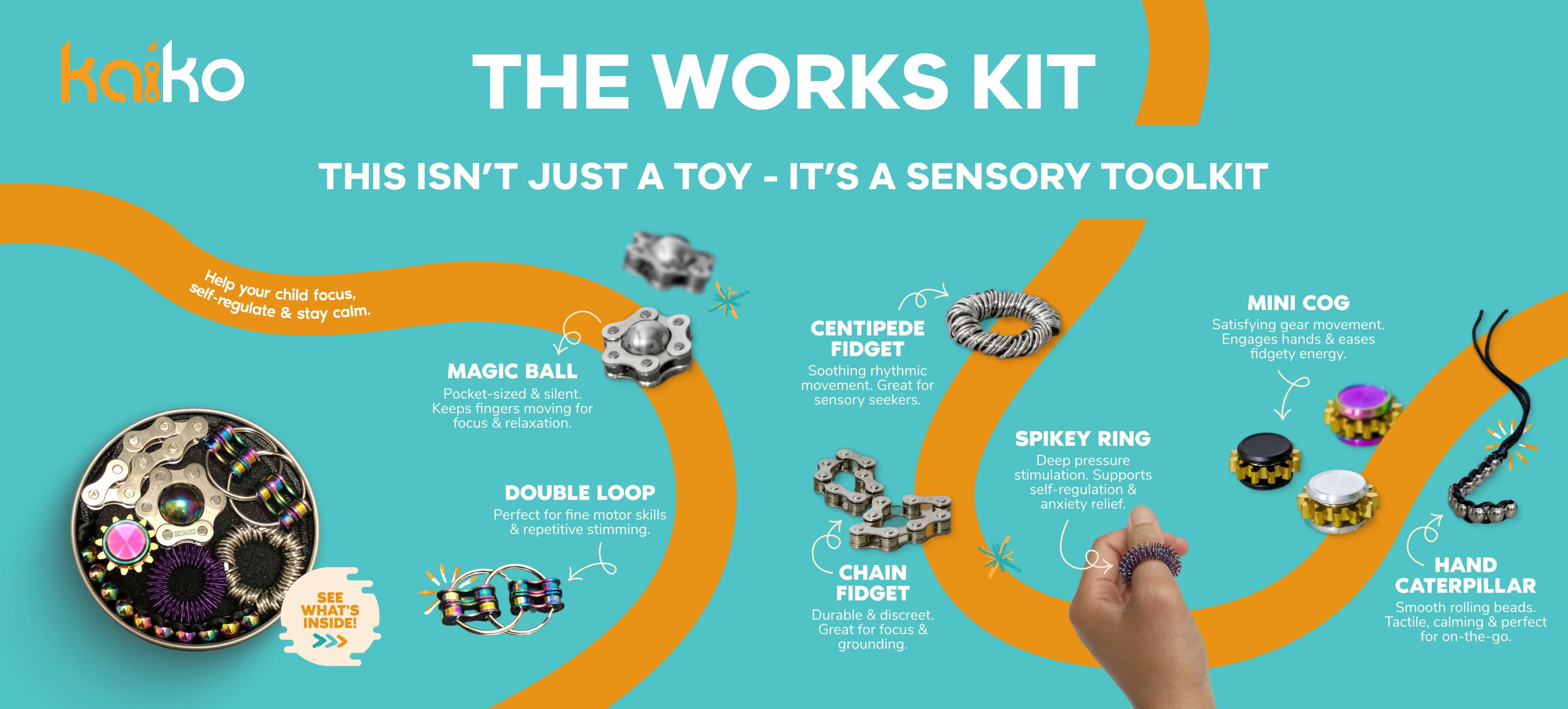 Kaiko The Works Fidget Kit - Sensory Support for Focus & Calm