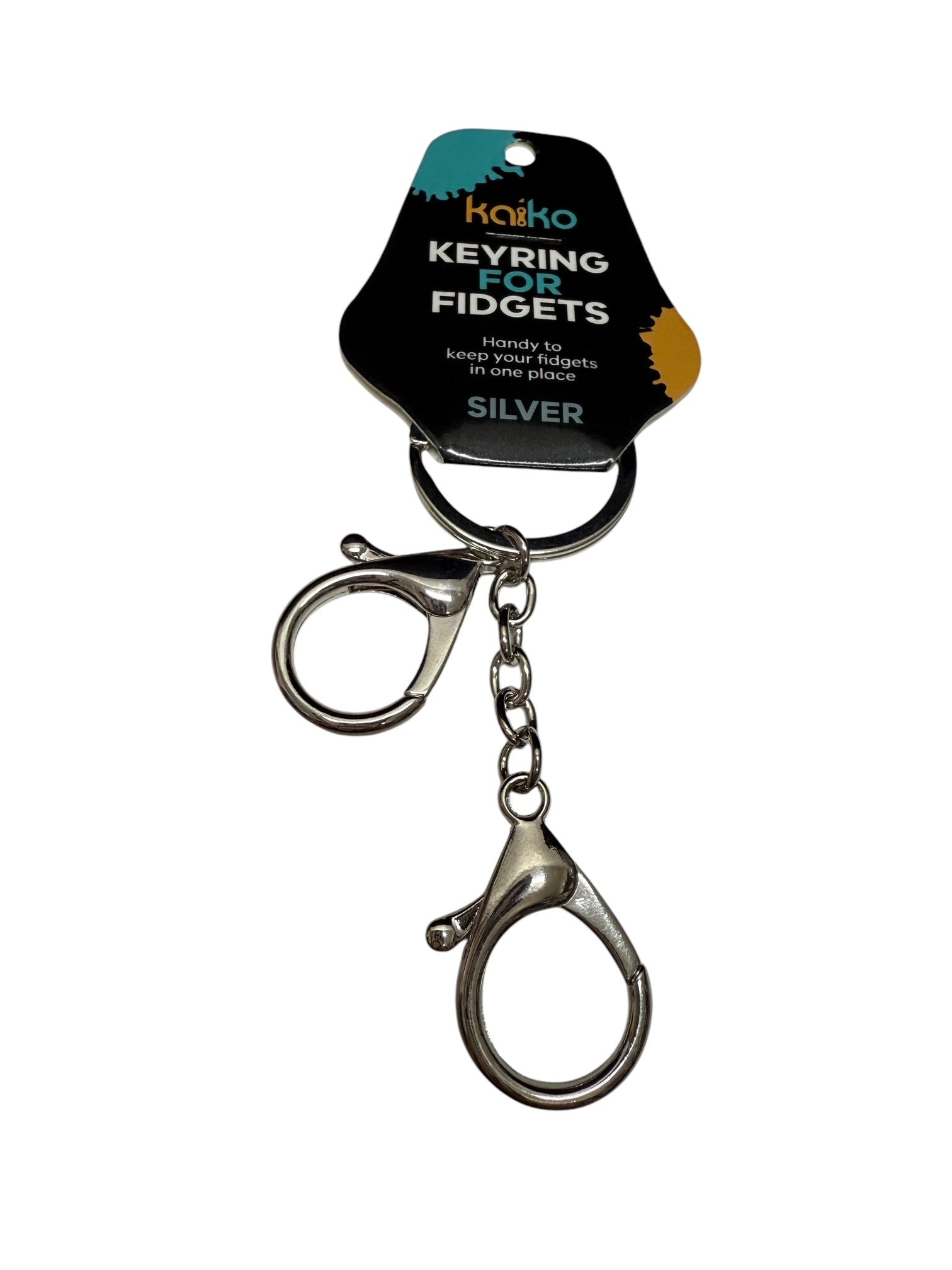 Kaiko Fidgets silver keyring for attaching sensory fidget toys, ideal for autism and ADHD support