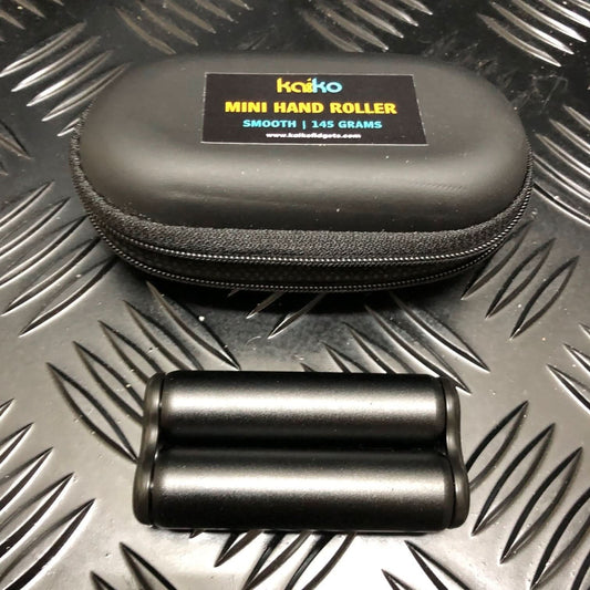 Kaiko 145g Mini Hand Roller in smooth black with carry case for sensory balance and focus