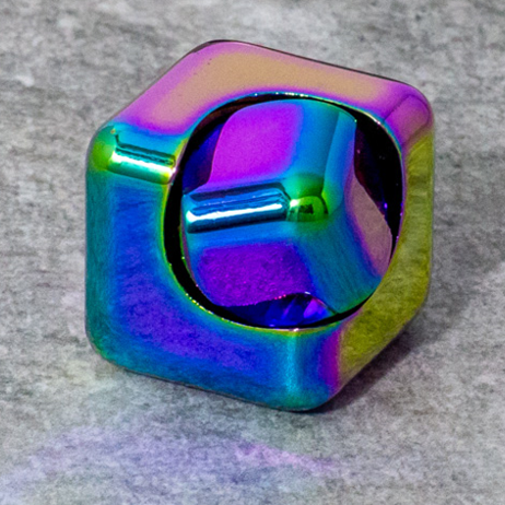 Kaiko Oil Slick Square Spinning Cube sensory fidget toy with smooth rotation and oil slick finish - view 16